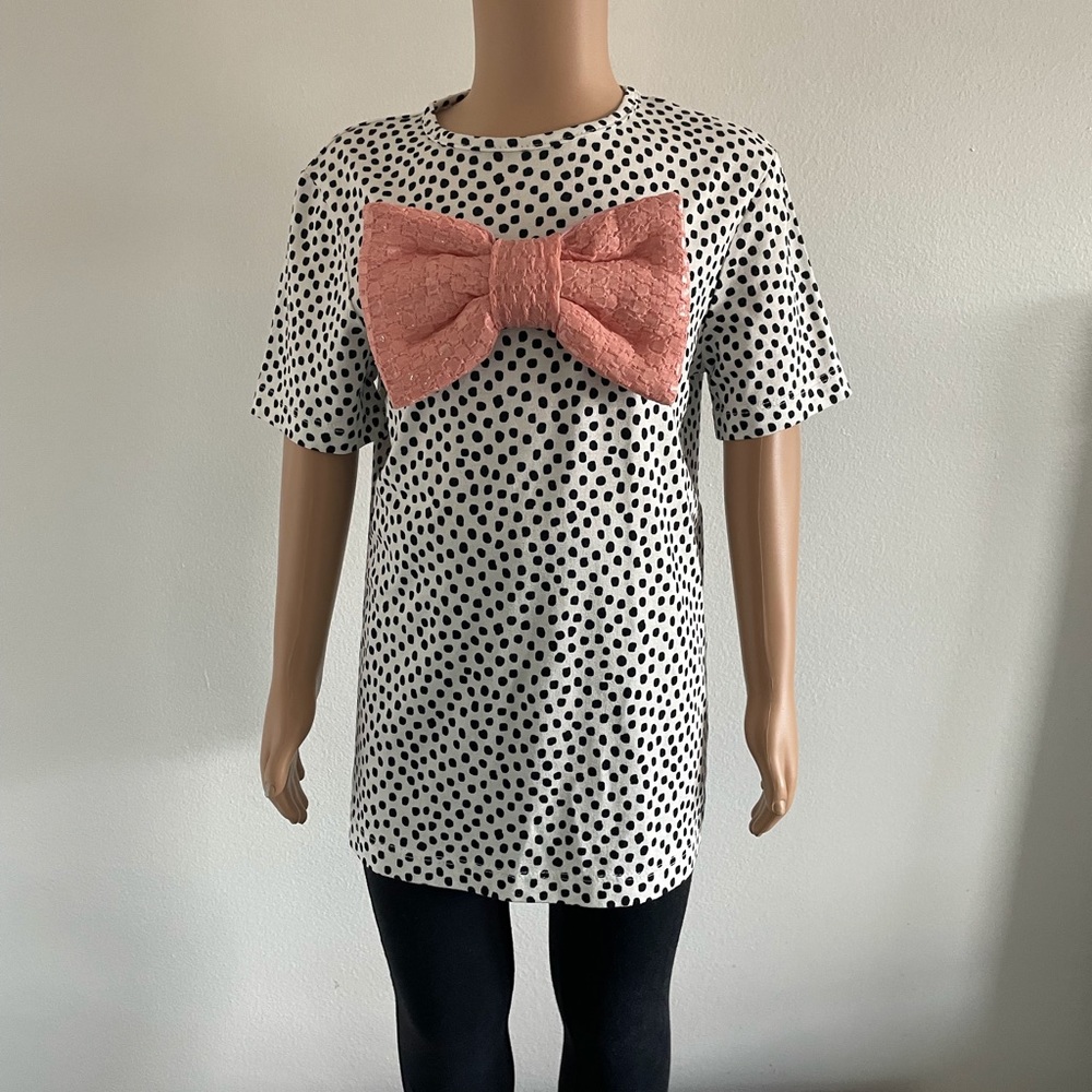 Bang Bang Copenhagen Little Girls Polkadot/Sparkle Bow Top Size 5-6 NWT.